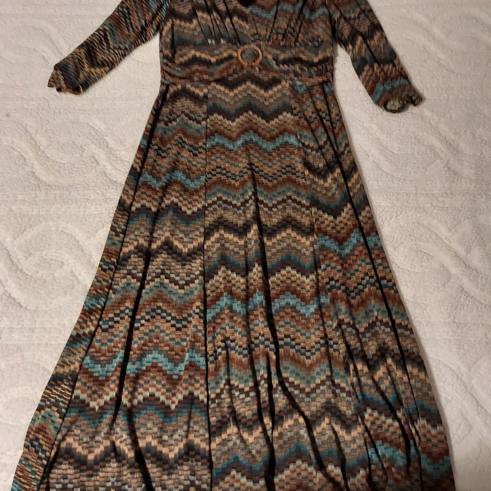 Perceptions Multicolor Chevron 3/4 Sleeve Dress